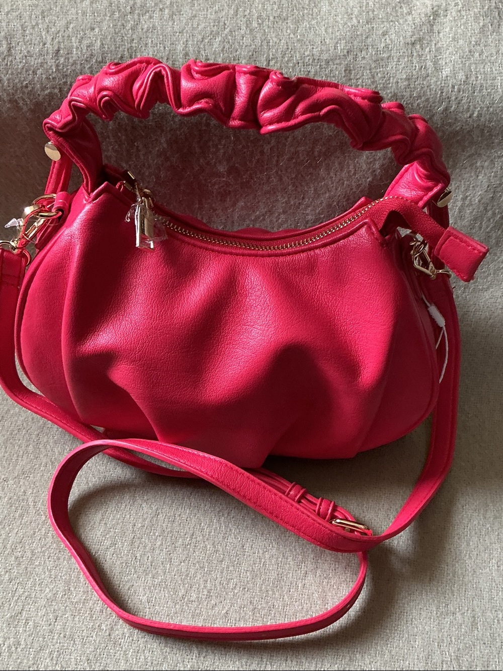 Urban Expressions Ruched-Handle Shoulder Bag in Bright Pink